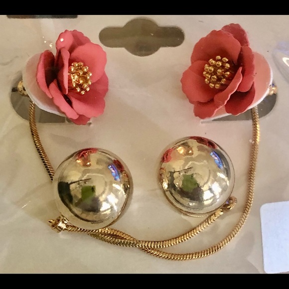 Dahlia Bud Hanging Ball Earring-2 Parts,NWT - Picture 4 of 11